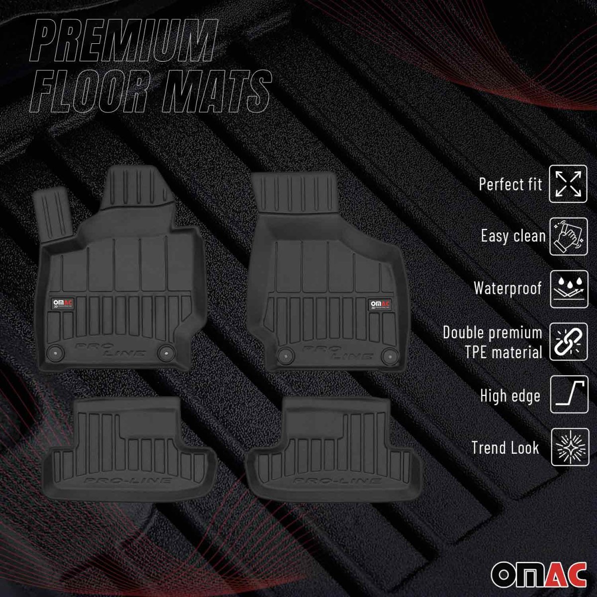 Audi TT MK2 8J Floor Mat - Omac - Proline Premium TPE - Black - '06-'14